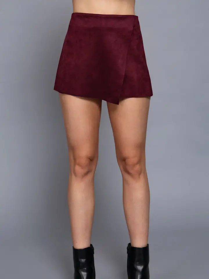 Suede Skort (maroon)