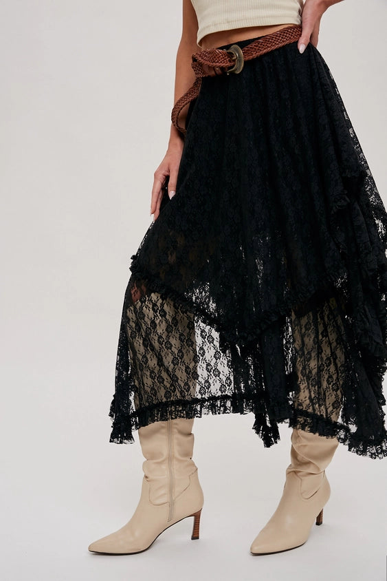 Autumn Lace Midi Skirt