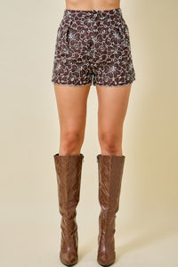Embroidered Floral Shorts (brown)