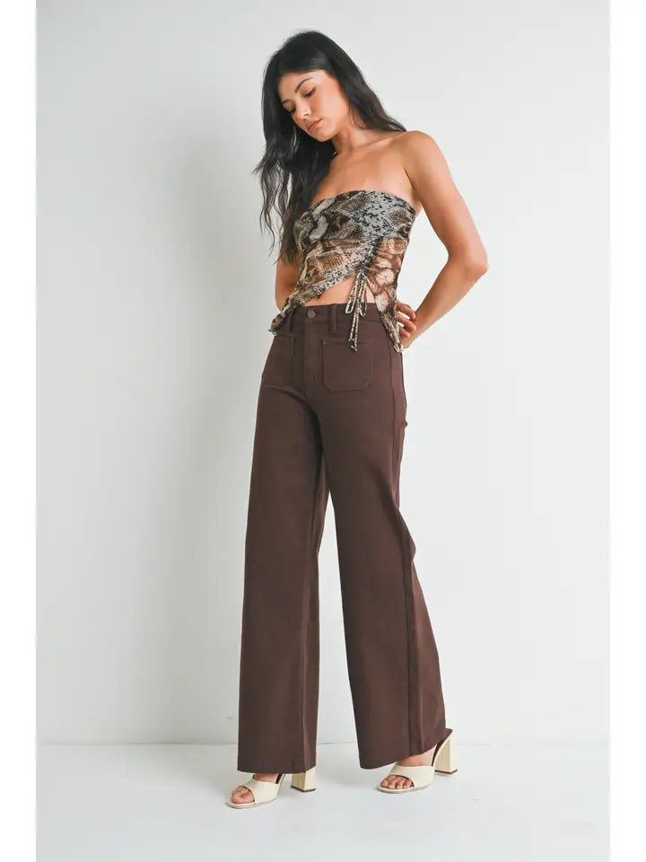 Patch Pocket Wide Leg Pants