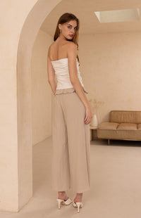 Ruffled Linen Trouser (beige)