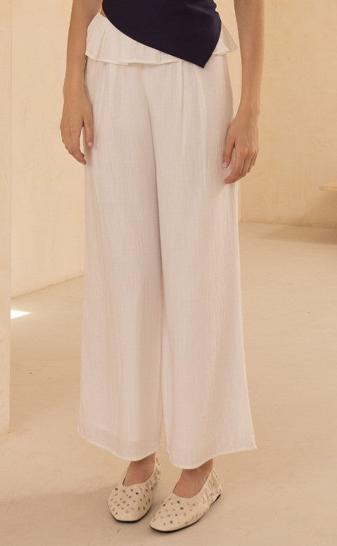 Ruffled Linen Trouser (ivory)