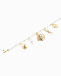 Gold Sea Life Charm Pearl Bead Bracelet