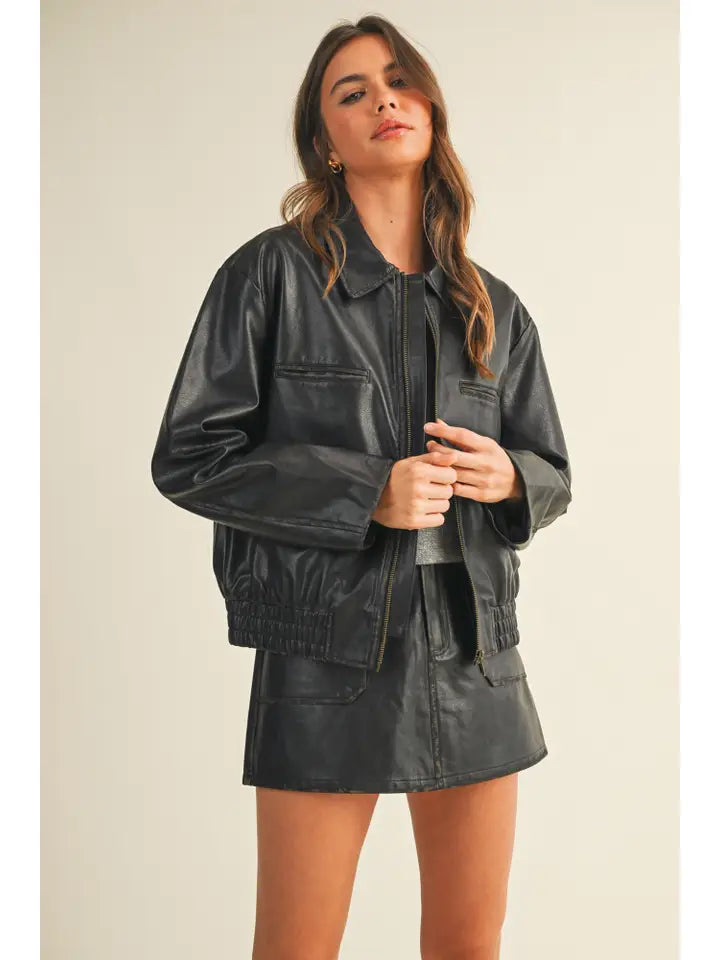 PREORDER Wells Washed Leather Jacket (black)