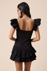 Flutter Sleeve Dress (black)