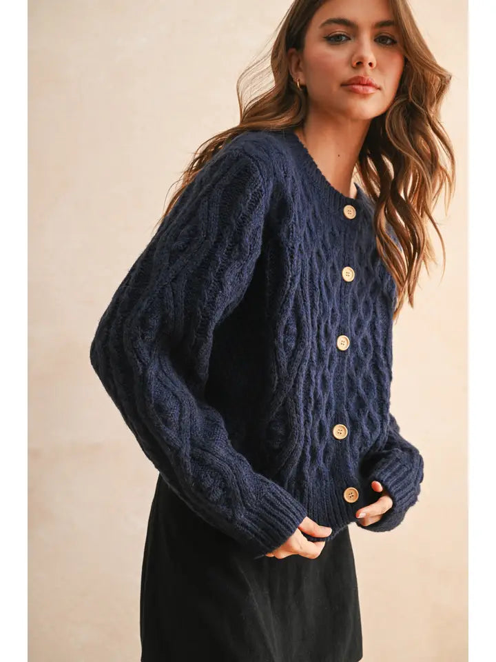 Navy Cable Cardigan