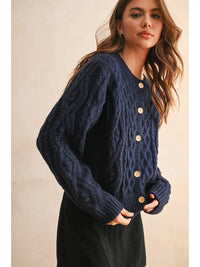 Navy Cable Cardigan