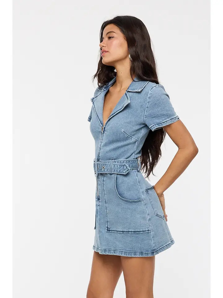 Denim Belted Dress