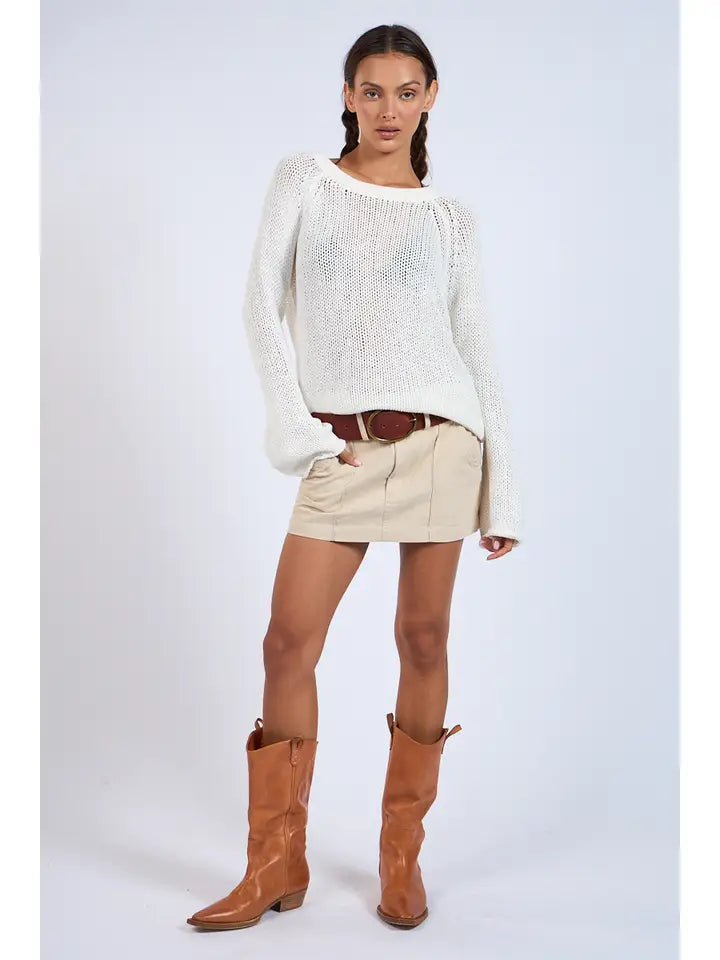 Solid Boatneck Sweater Top