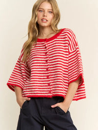 The Penny Cardigan (red/white striped)