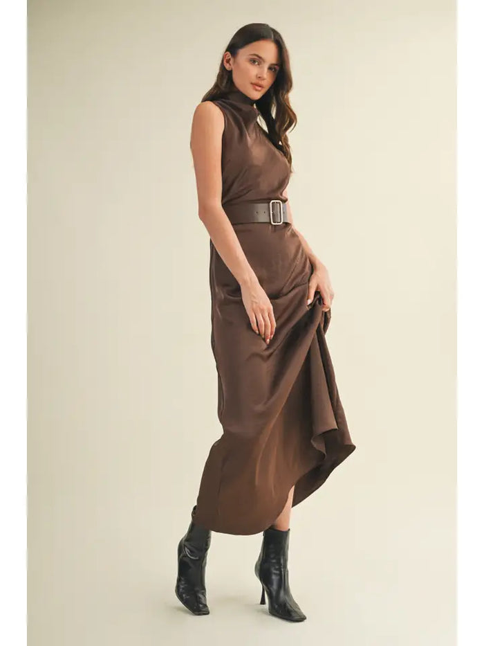 Fiona Satin Halter Dress