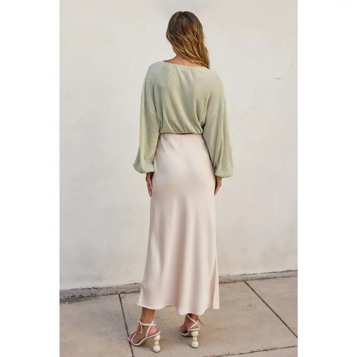 Cream Satin Skirt