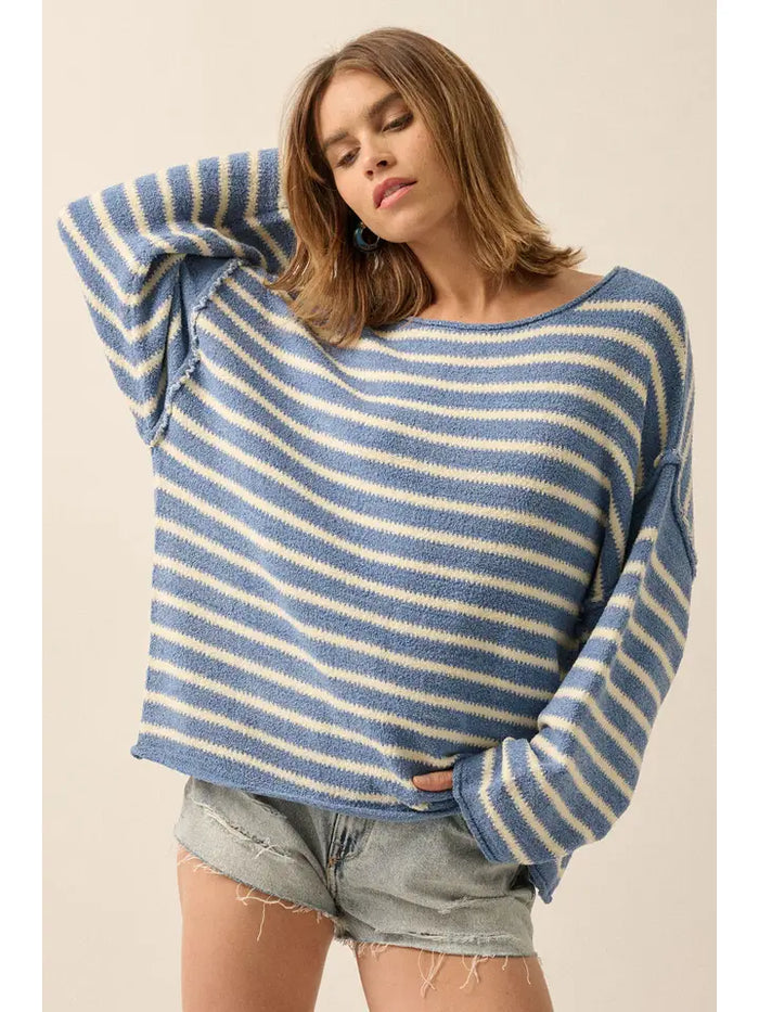 Prentiss Striped Sweater (dusty blue)