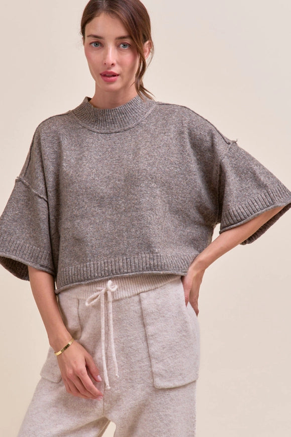 Eleanor Sweater Top (charcoal brown)