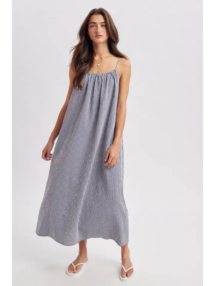 Gingham Maxi Dress (navy)
