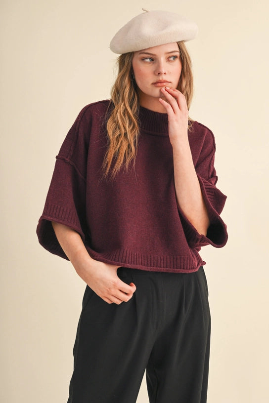 Parks Boxy Knit Sweater (wine) - GEORGE-MARY'S