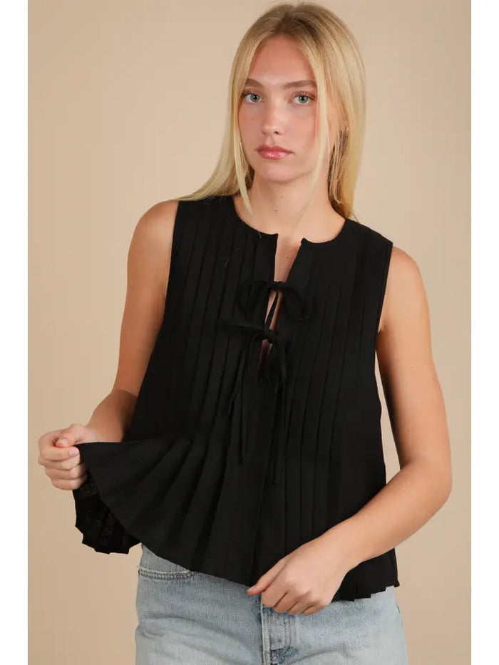 Polly Pleated Tank (black)