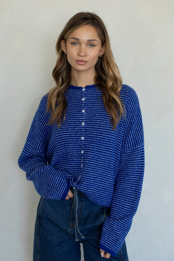 PREORDER The Piper Cardigan (royal pinstripe)