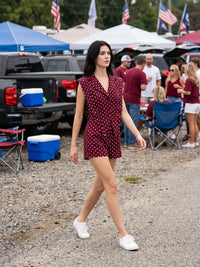 Burgundy Dot Romper - GEORGE-MARY'S