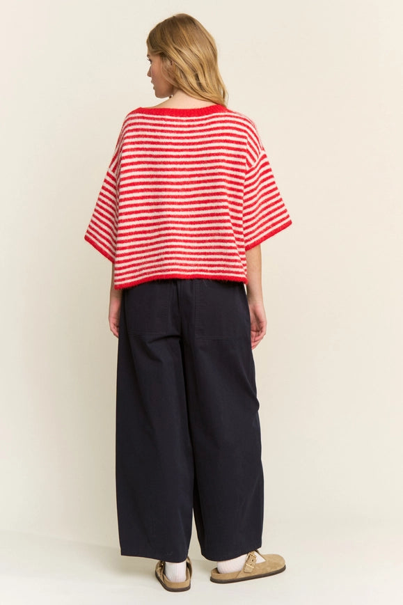 The Penny Cardigan (red/white striped)