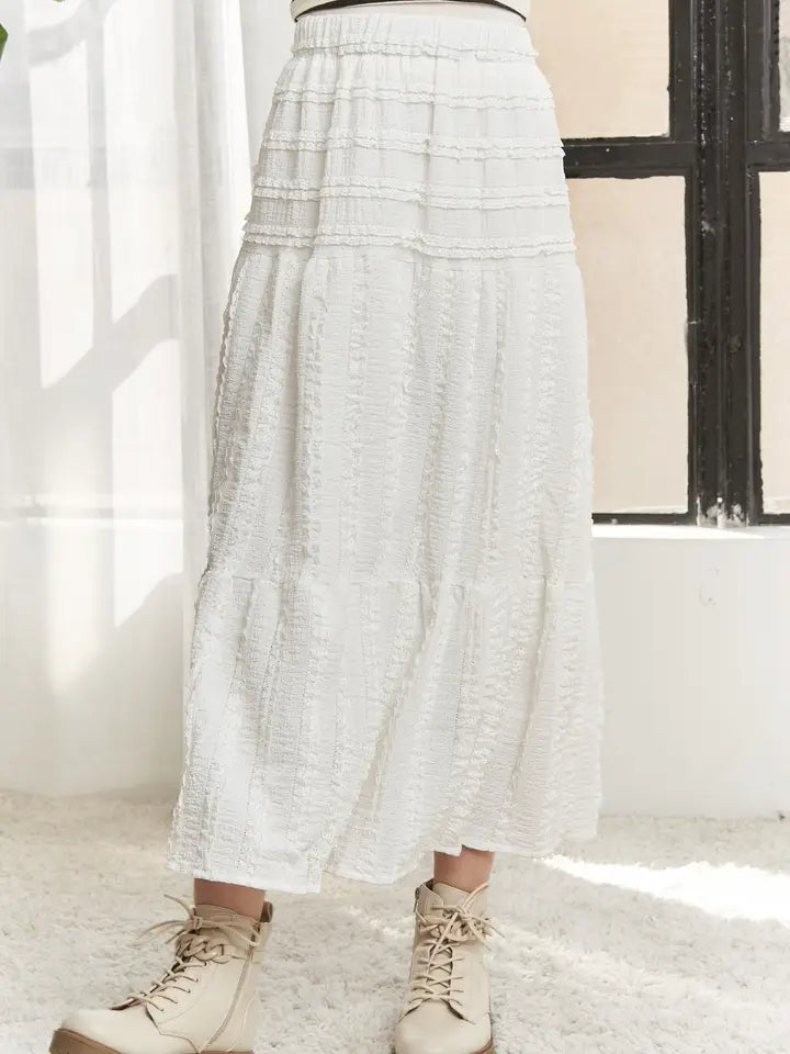 Penelope Tiered Skirt (white)