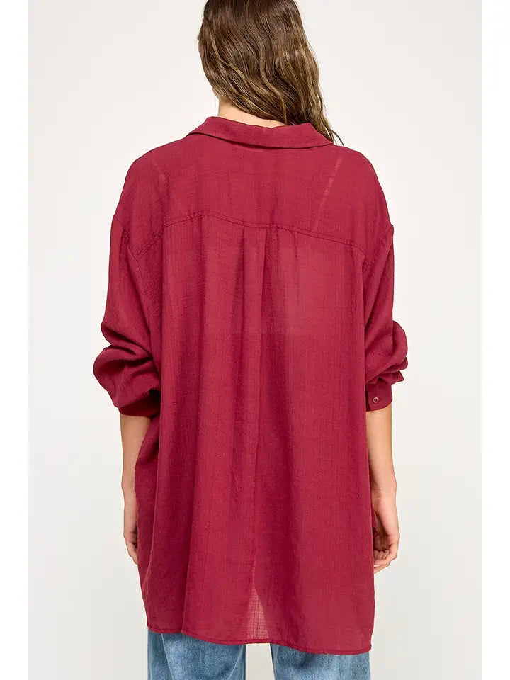 Daydream Button-Down (burgundy) - GEORGE-MARY'S