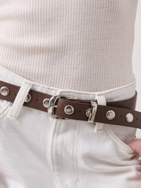 Linda Studded Western Belt in Brown - GEORGE-MARY'S