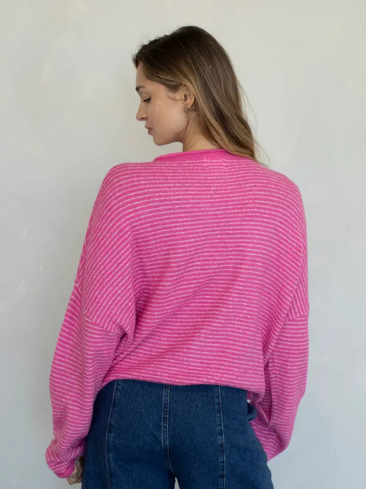 The Piper Cardigan (bubblegum stripe) - GEORGE-MARY'S