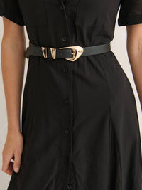 Pebble Dome Buckle Belt in Black - GEORGE-MARY'S