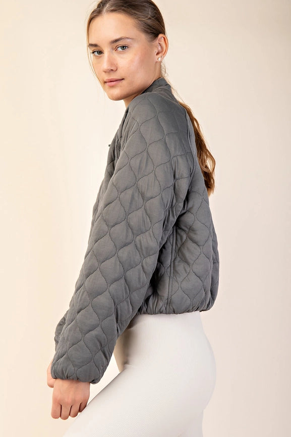 Diamond Quilted Hoodie Jacket (army green)