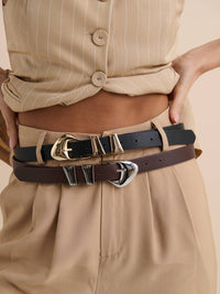 Pebble Dome Buckle Belt in Black - GEORGE-MARY'S