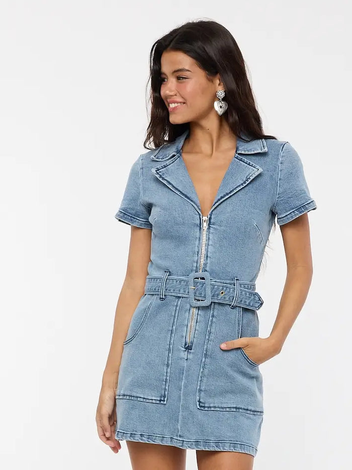 Denim Belted Dress