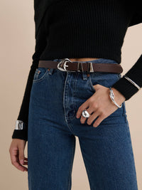 Pebble Dome Buckle Belt in Brown - GEORGE-MARY'S