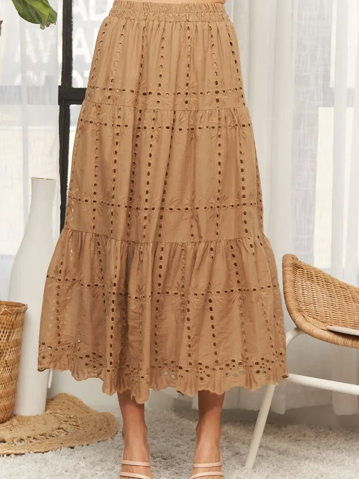 Mocha Eyelet Skirt