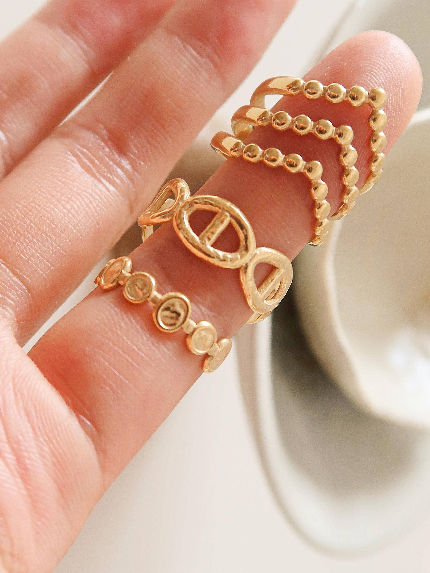 Irina Gold Non-Tarnish Adjustable Chain Ring