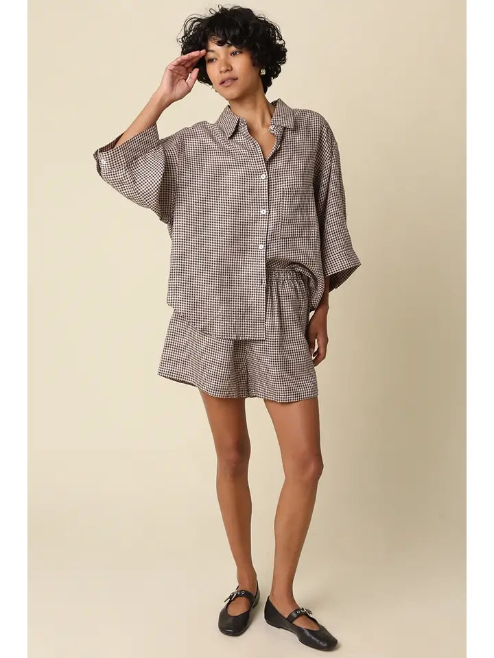 Gabi Gingham Linen Shirt