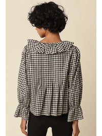 Hazel Gingham Ruffle Blouse (black)
