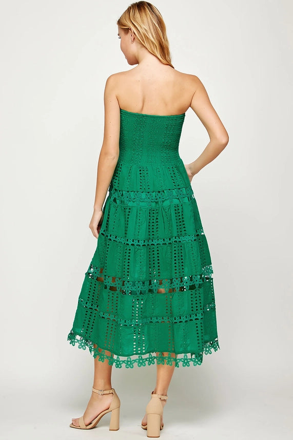 Sophia Eyelet Tube Dress (green)