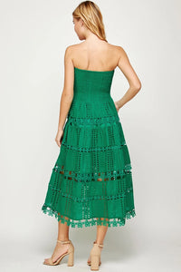 Sophia Eyelet Tube Dress (green)