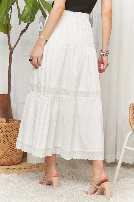 Lorraina Lace Trim Skirt (white)