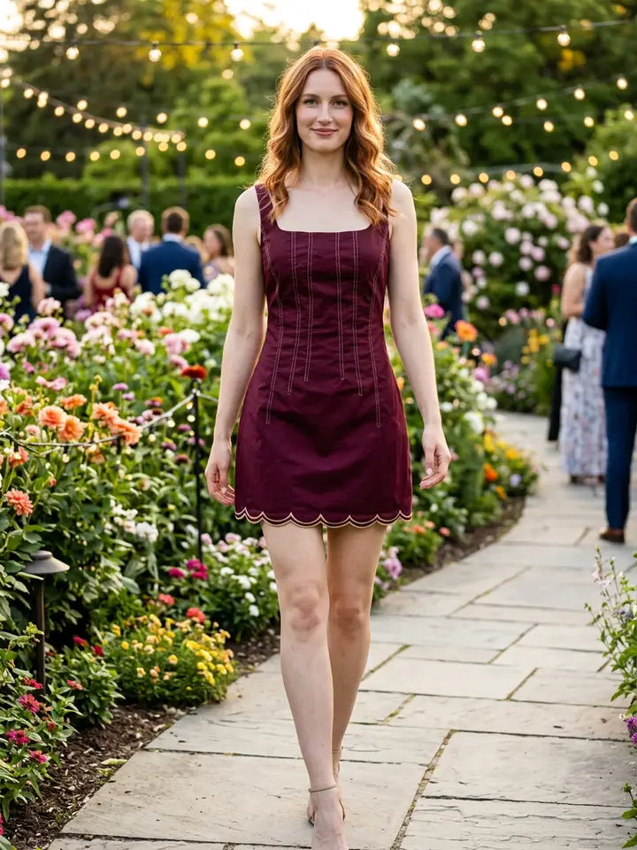 Stitch Corset Mini Dress (maroon) LARGE