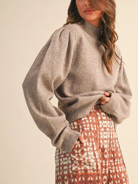 The Foster Puff Sleeve Sweater (mocha)