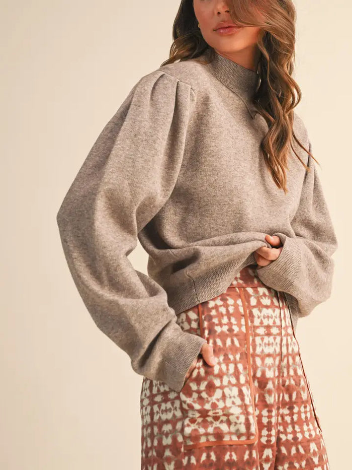 The Foster Puff Sleeve Sweater (mocha)