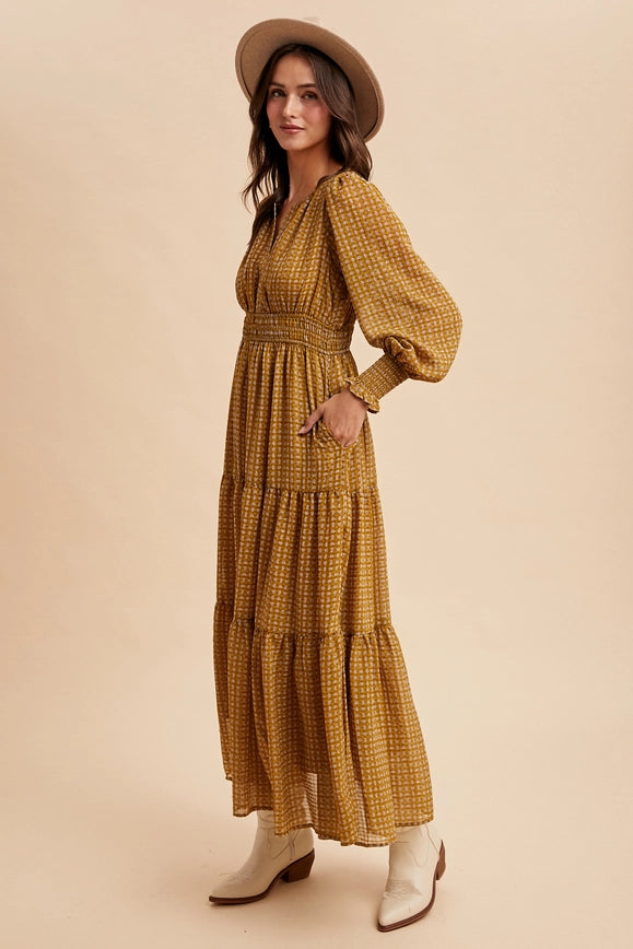 Mustard Medallion Maxi Dress