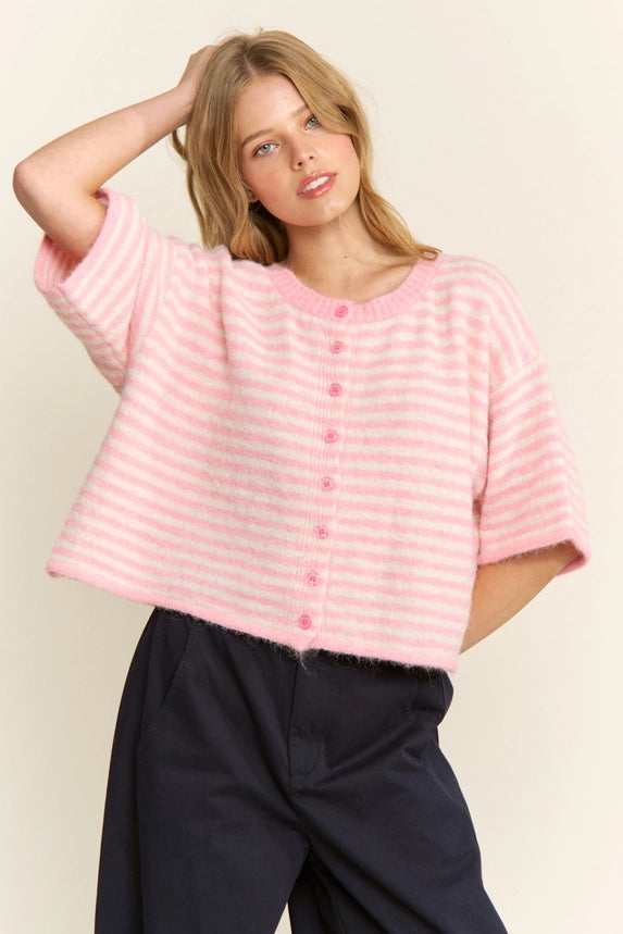 The Penny Cardigan (pink/ivory)