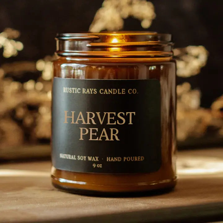 Harvest Pear - Fall Candle - Amber Jar - 9 oz