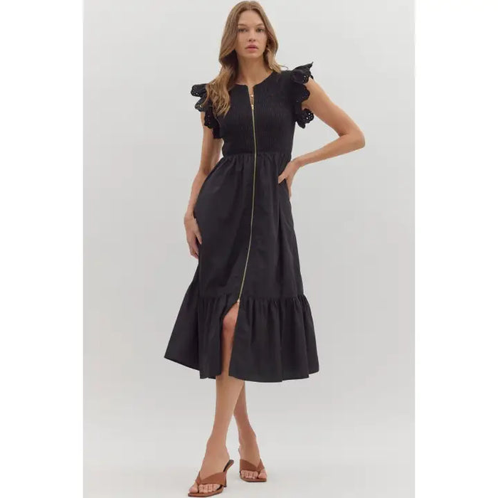 Charlotte Black Smocked Dress