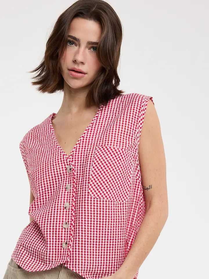 Gingham Molly Top (red) - GEORGE-MARY'S