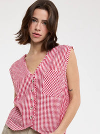 Gingham Molly Top (red) - GEORGE-MARY'S
