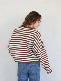 BEST SELLER The Piper Cardigan (ivory/brown stripe)